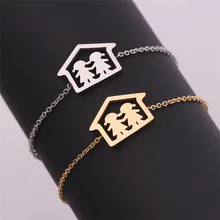 Модный домашний браслет из нержавеющей стали для мамы и дочки, регулируемый по длине, очаровательный браслет для лучшего друга, семейный подарок, Bijioux Femme