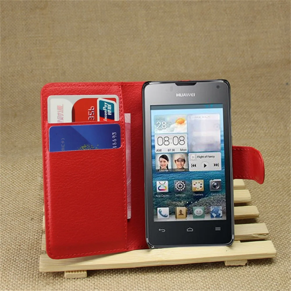 

for Huawei Ascend Y300 Cyboris cover for Huawei Y300 Flip Lichi Holster PU Leather with card slot holders stand function