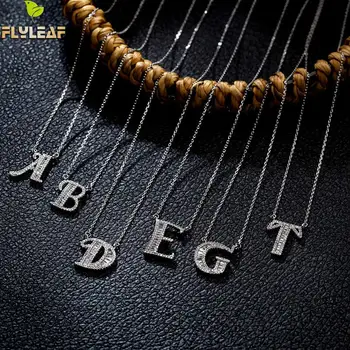 

Flyleaf 925 Sterling Silver Letter Cubic Zirconia Necklace Women Last Name Fashion Fine Jewelry Simple Necklaces & Pendants