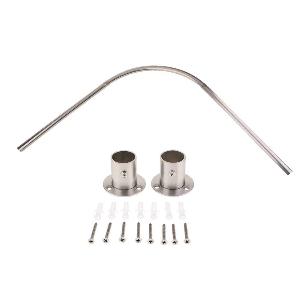 Shower Curtain Rail Rod - 140cm Adjustable Telescopic Curtain Rod Rail Bar Hardware Clips Track Slide Hanger