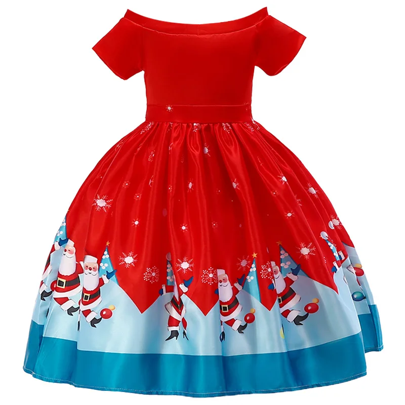 

Flower Girl Dresses Princess prints a Christmas holiday performance dress girl Christmas party banquet dress.