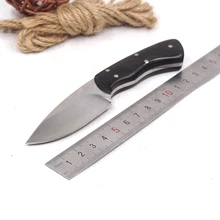 Небольшой фиксированный охотничий нож, открытый карманный прямой нож, походные тактические ножи для выживания, 440 лезвие с деревянной ручкой, многофункциональные инструменты для повседневного использования