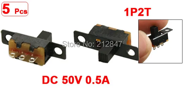 5 Pcs 50V 0.5A 3 Pin 2 Position On   OFF 1P2T SPDT Mini Slide Switch 3 Pin PCB DIY