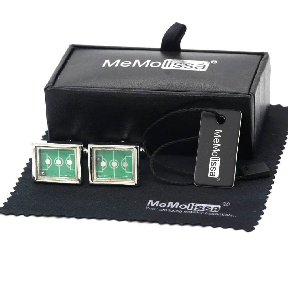 

MeMolissa Display Box Cufflinks Sports Cufflinks Table Tennis Table Design Silver with Green Cufflinks Free Tag & Wipe Cloth