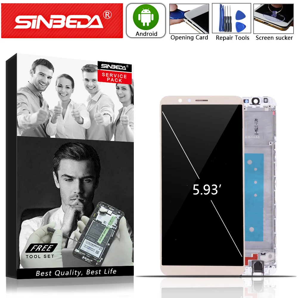 

5.93"Sinbeda For HUAWEI Honor 7X LCD Touch Screen with Frame For HUAWEI Mate SE LCD Touch Screen For Honor7x LCD BND-L21 -L22 @