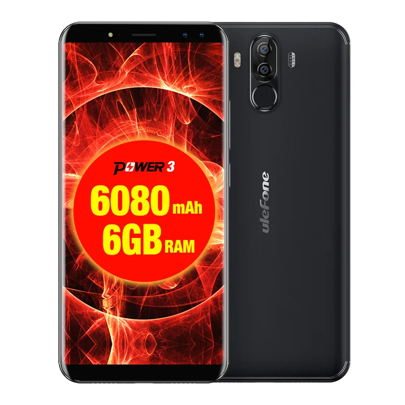 Мобильный телефон Ulefone power 3 Face ID 6," 18:9 FHD+ 6 ГБ ОЗУ 64 Гб ПЗУ 6080 мАч Android 7,1 Celular OTG 21 МП Восьмиядерный 4G смартфон - Цвет: Black