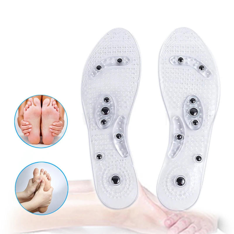Magnetic Therapy Silicone Insole Transparent Massage Foot Weight Loss Insole Health Insole Reusable Trimming Large Size 35-46