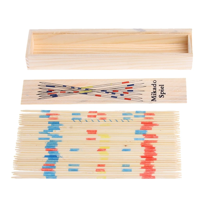 Jeu traditionnel de bâtonnets de ramassage en bois Mikado Spiel jeu traditionnel avec boîte à jouets w30