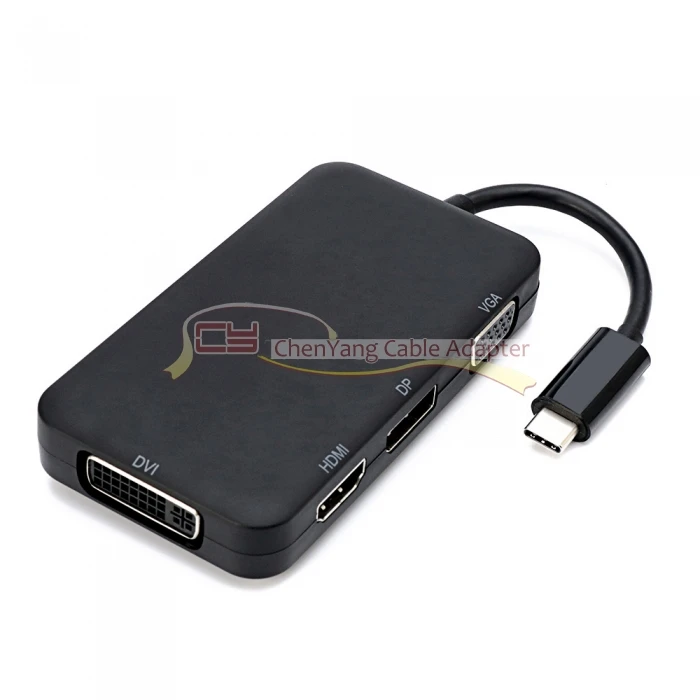 Комбинированный 4 в 1 USB-C 3,1 к HDMI AV& DVI& VGA& DP адаптер для дисплея для ноутбука