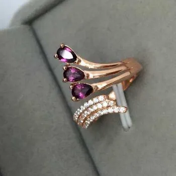 

100% Fidelity Natural garnet Ring s925 sterling silver Natural red gemstone Ring personality fine Jewelry for women