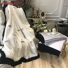 Summer Quilts 80S Tencel Embroidery Quilt and Pillowcase King Size Bed Cover Comforter Single Quilts In Sewing couette de lit