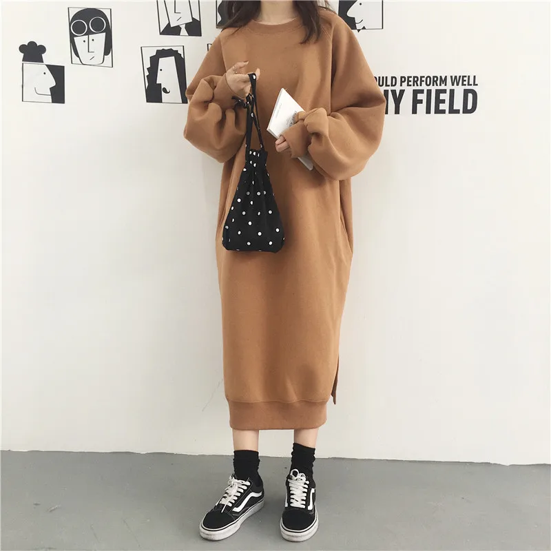 Casual Loose Long Sweatshirt Women Clothing Plus Size Thick Winter Warm Pullover Student Fashion Lantern Sleeve Femme | Женская одежда