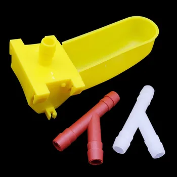 

20 Sets Poultry Drinking Bowl Three-way pipe Yellow Plastic Screwless Fixing Chicken Bird Pigeon Quail Farm Animal Feeding