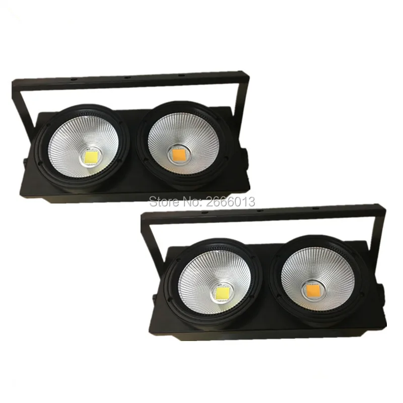 

2pcs/lot LED COB 2x100W 2 Eyes LED Blinder Light ,Warm And Cold White 200W COB Wash Light Strobe DMX512 Effect Stage Lighting
