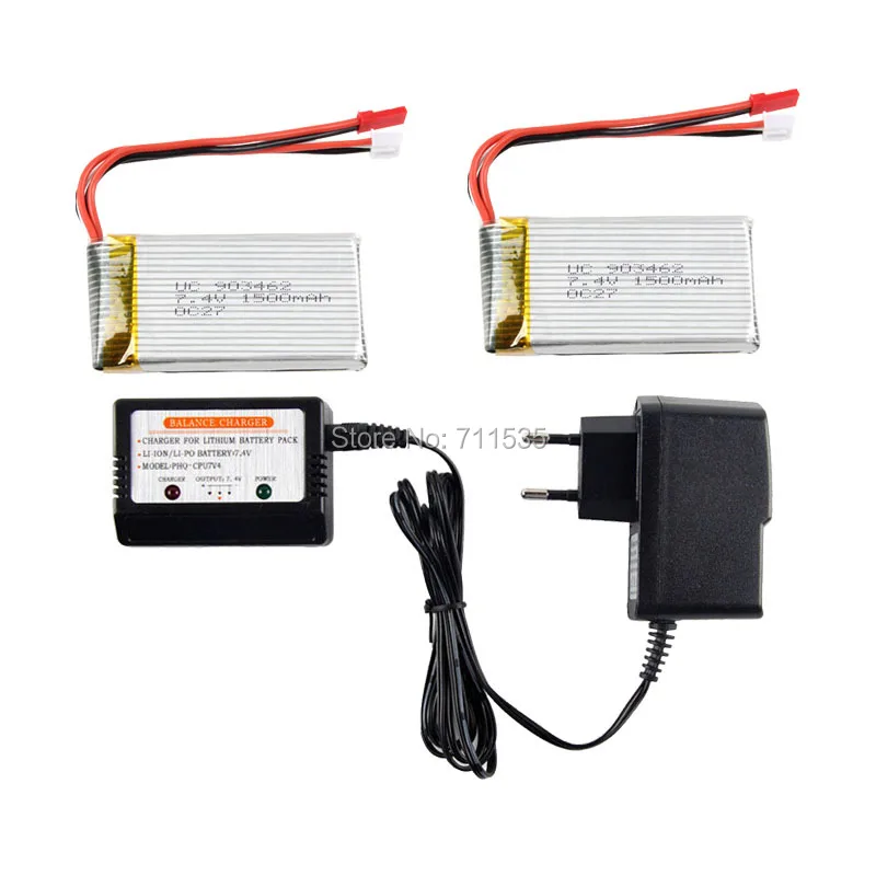 

7.4V 1500Mah 25C Lipo Battery + Balance Charger Spare Parts For WLtoys V913 2.4G 4CH With Gyro RC Helicopter