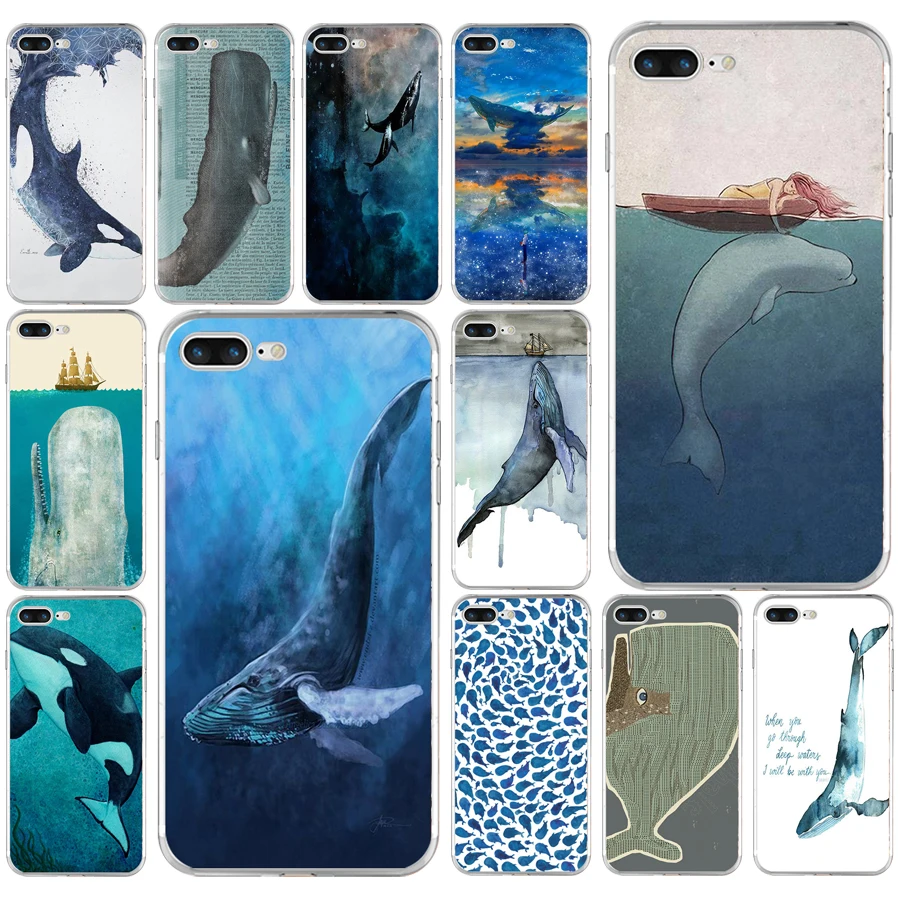 

207AQ whale Soft TPU Silicone Cover Case For Apple iPhone 6 6s 7 8 plus Case