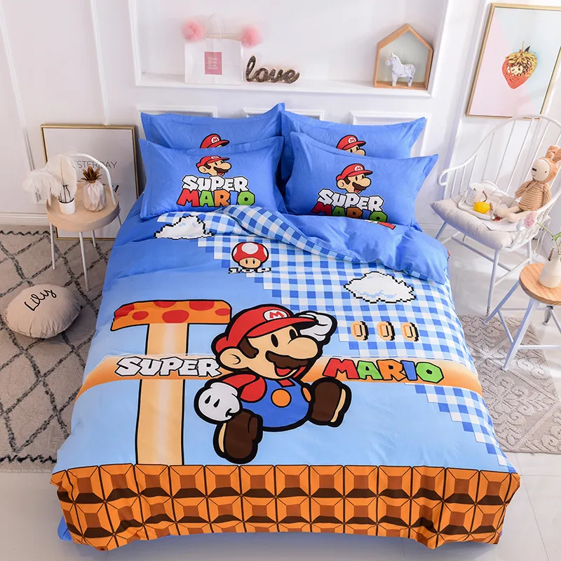 

Home Textile kids Cartoon Mario disney Bedding Set Children's boys Bedding set kids Duvet Cover Pillowcase super mary