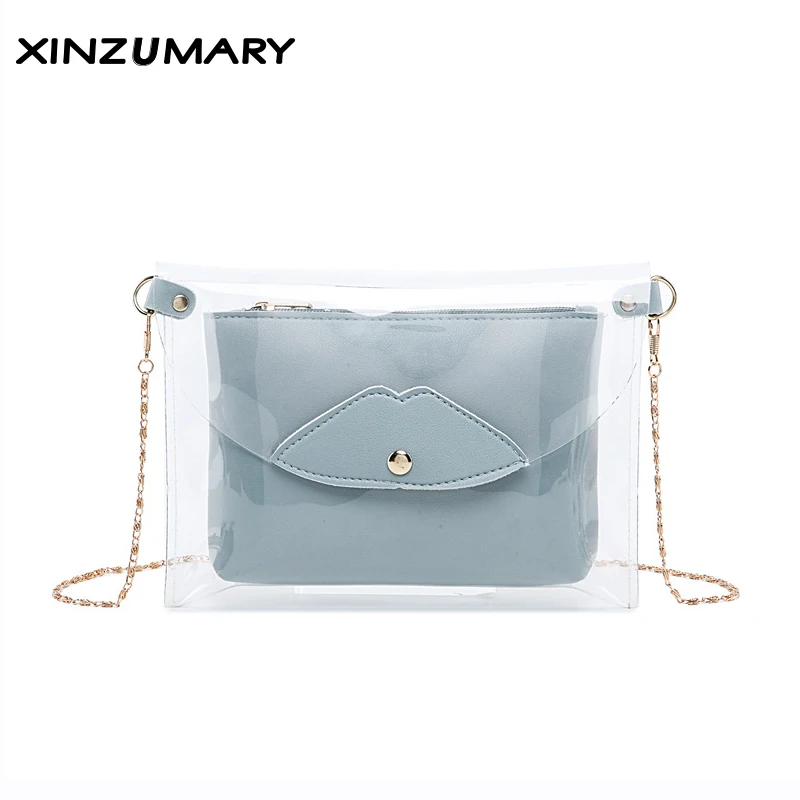 

Fashion PU Women Crossbody Transparent Coin Purse Designer Mobile Phone Bag High Quality Simple Tote girl New clear bag 2019 new