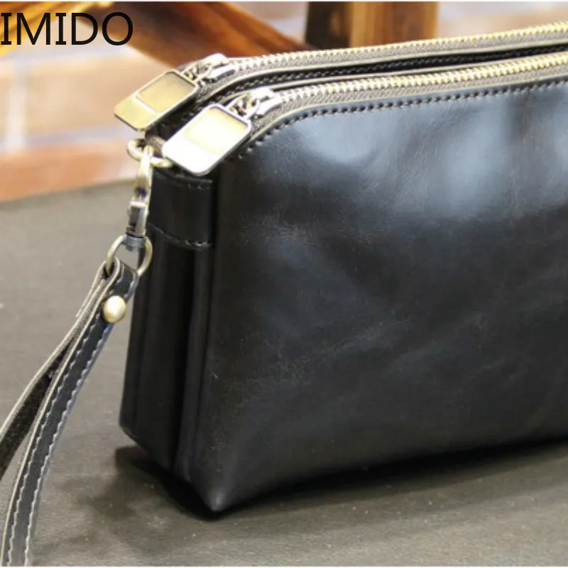 

IMIDO Hot New Fashion Retro Leather Men Small Messenger Brown Small Shoulder Small Travel Bag for Men Phone Pack Free Shipping
