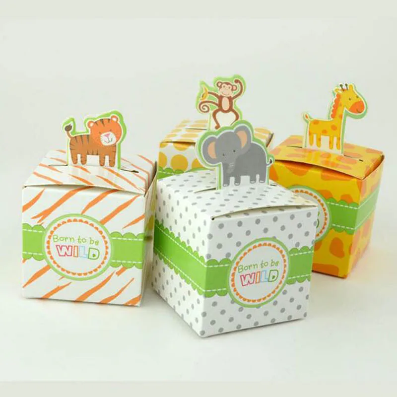 50 шт мультфильм для предродовой вечеринки коробка сафари животные дикие сладкие коробочки для сладостей сувенир мальчик/девочка дети для мероприятий и вечеринок