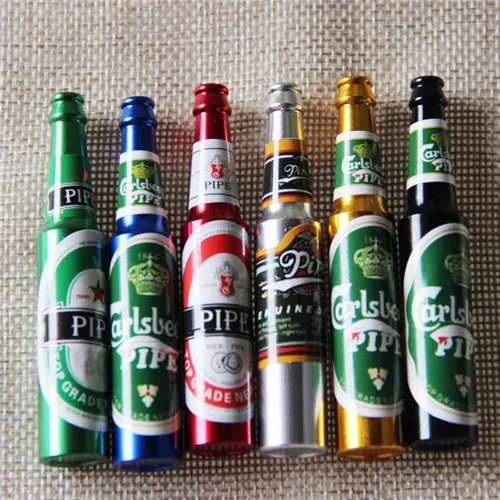

Mini Beer Smoke Metal Pipes Portable Creative Smoking Pipe Herb Tobacco Pipes Gifts narguile Weed Grinder Smoke 6 colors Pipes