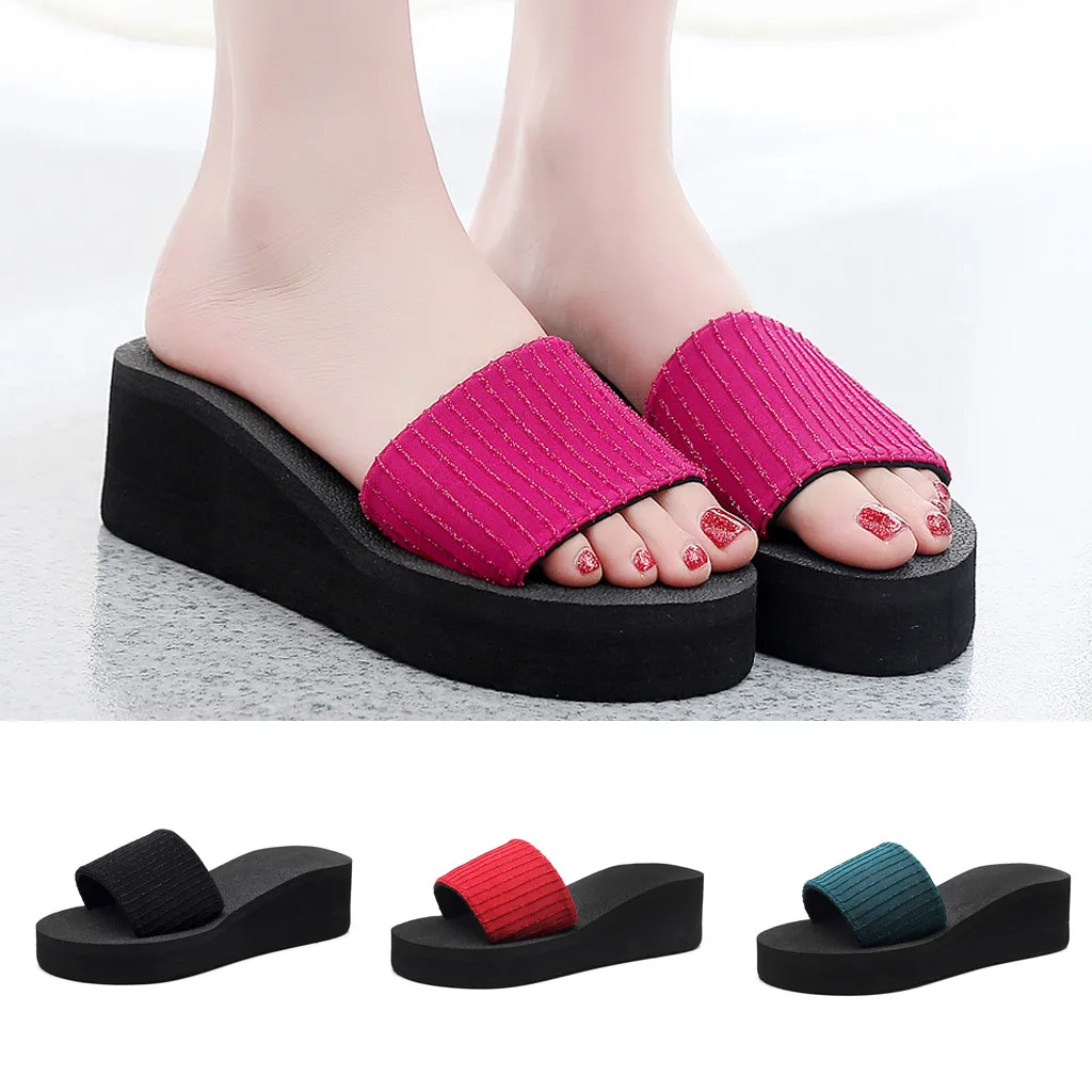

SAGACE Women Summer Slipper 2019 Women Bohemian Open Toe Slippers New Fashion Non-Slip Wedge Slippers Sequin Beach Shoes Apr3