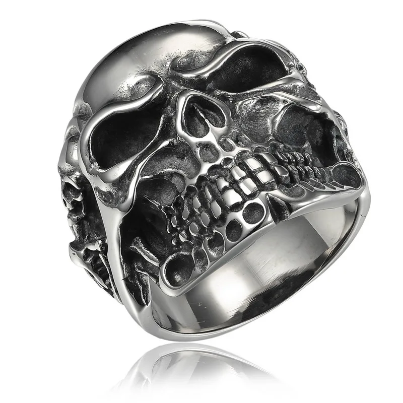 

Terndy Gothic Punk Men Stainless Steel Ring Vintage Hip Hop Skull Rings For Men Steampunk Jewelry Accessories 2019 Rings