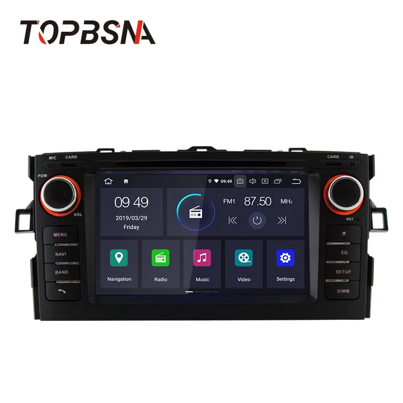 Best TOPBSNA 2 Din Android 9.0 Car DVD Player For TOYOTA Auris 2008-2011 WIFI Multimedia GPS Navigation Stereo Car Radio Headunit RDS 1