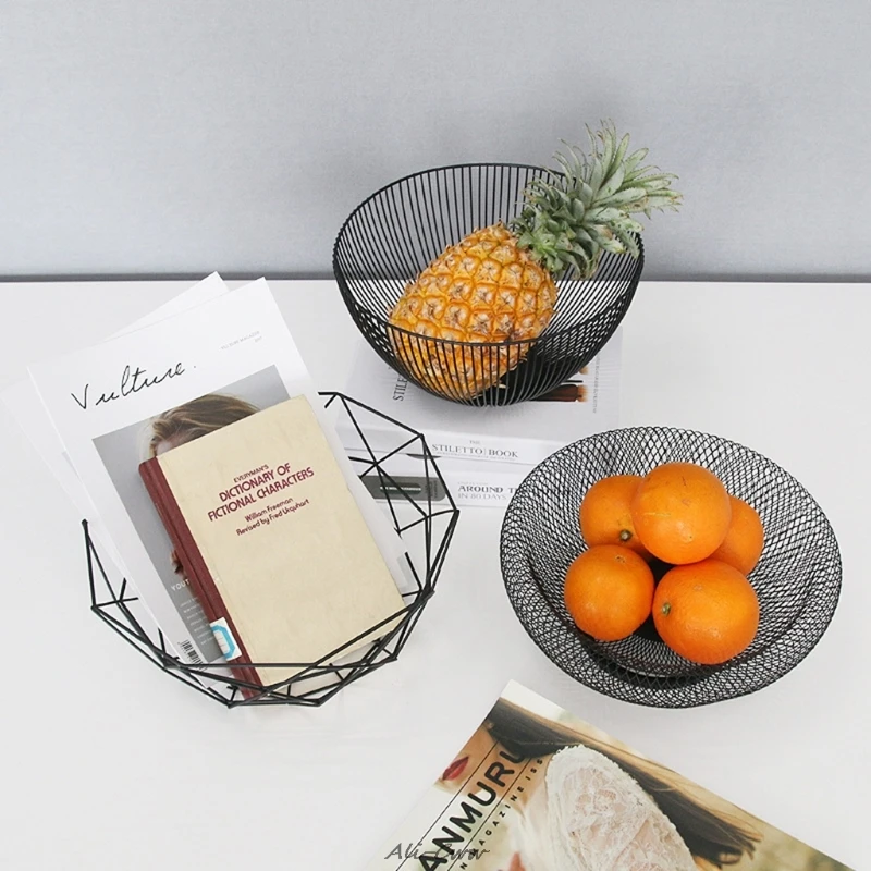 

Popular Metal Fruit Vegetable Storage Bowls Kitchen Egg Baskets Holder Nordic Minimalism Style A816