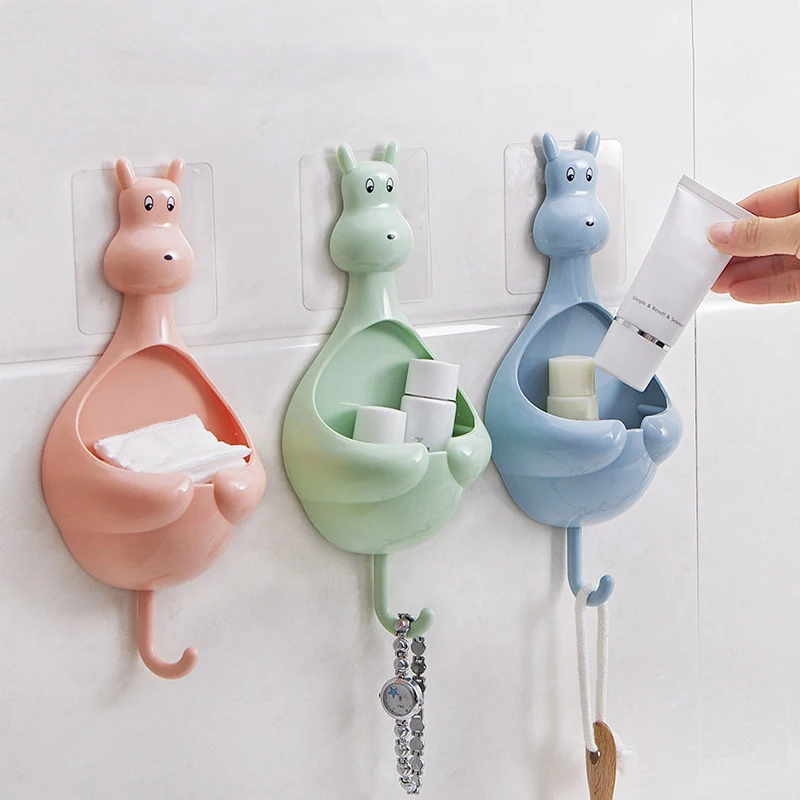 

1PC Toothbrush Holder Sundries Holder Towel Wall Hanger Sucker Hook Storage Rack Kitchen Bathroom Accessories Cute Animal