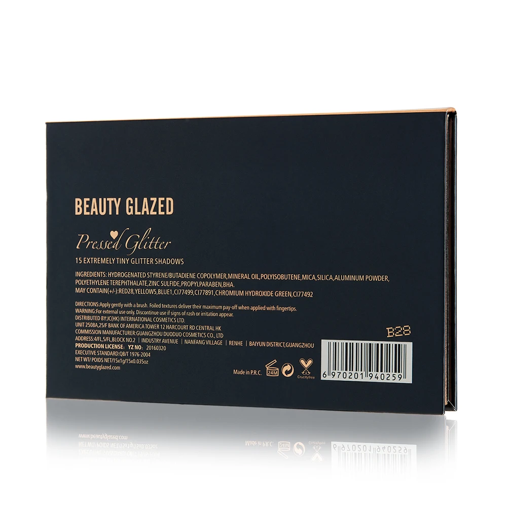 BEAUTY GLAZED Makeup 15 Colors Pressed Glitters Eyeshadow Palette Nudes Heart Eye Shadow Pallete Shimmer Natural Makeup Palette
