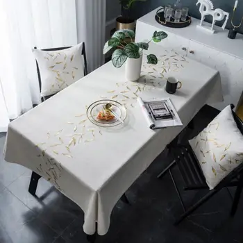 

Luxury Gold Leaf Tablecloth American Country Embroidery Waterproof Kitchen Dining Table Cover Dust Proof Retro Mantel Mesa ZC072