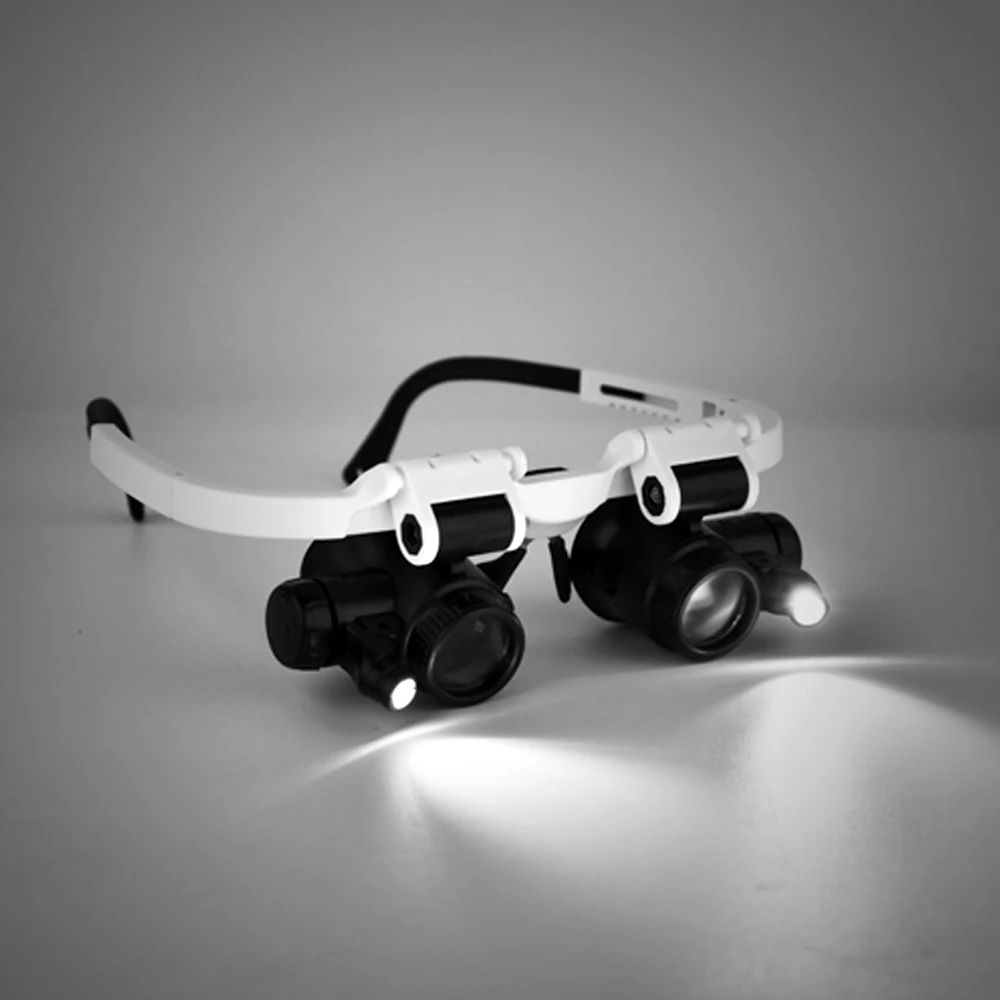 Светодиодный светильник с двойными очками, лупа, линзы для ювелирных часов, ремонт, измерение, топ-крепление, лупа 8X/15X/23X 9892H-1