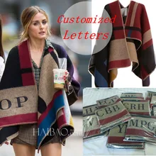 Brand Women Poncho Prorsum Cashmere Wool Scarf Monogramed Poncho Prorsum Cape Plaid Winter Check Blanket Poncho bufanda manta