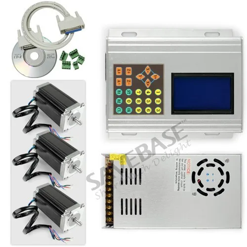 

SAVEBASE CNC Professional 3Axis TB6560 Driver Box Board 3x2.5Nm Nema23 Stepper Motor 24V 15A Switching PSU G code Recorded