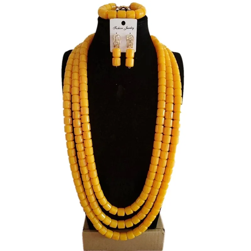 4 UJewelry ожерелье наборы для женщин желтый искусственный Коралл набор украшений