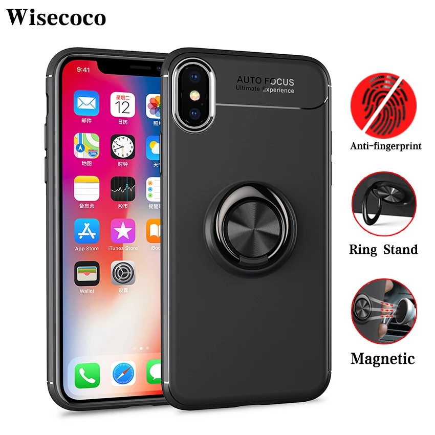 Adsorption Car Holder Case for Iphone X xs xr max 2018 10 new Luxury Ring Bracket Thin
