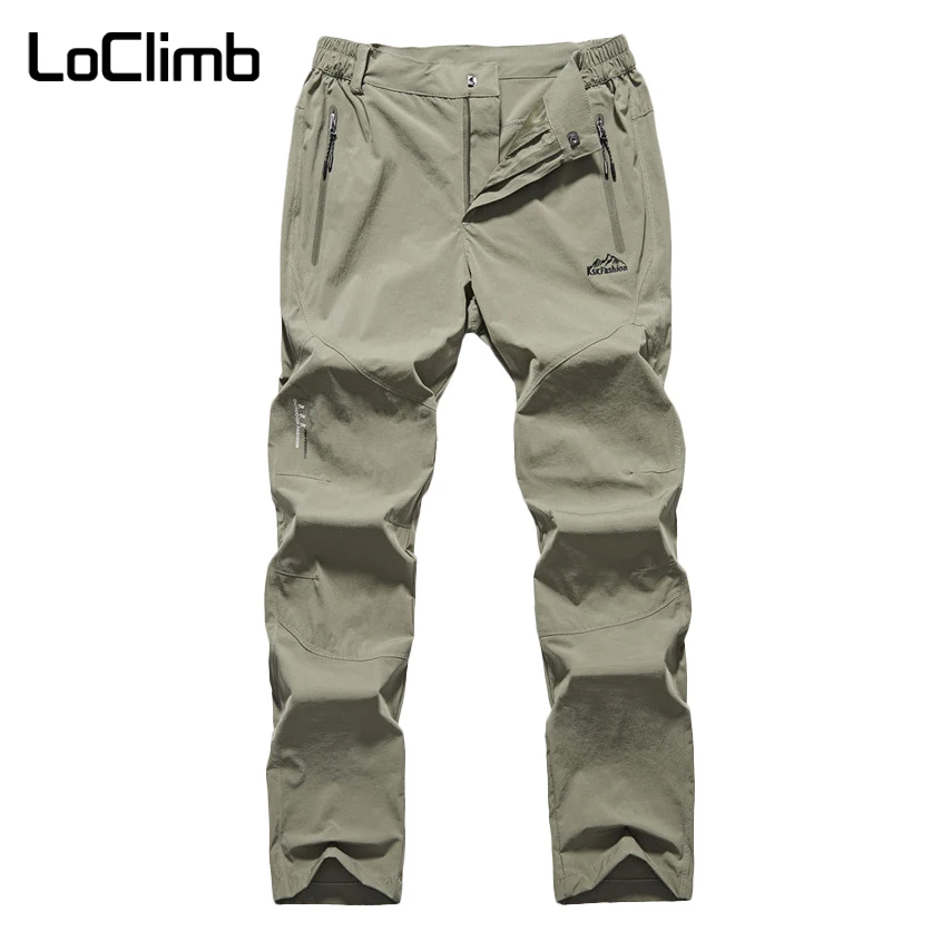LoClimb Men's Summer Elastic Camping Hiking Pants Outdoor Quick Dry Sports Trousers For Men Nature Climbing Trekking Pants,AM228