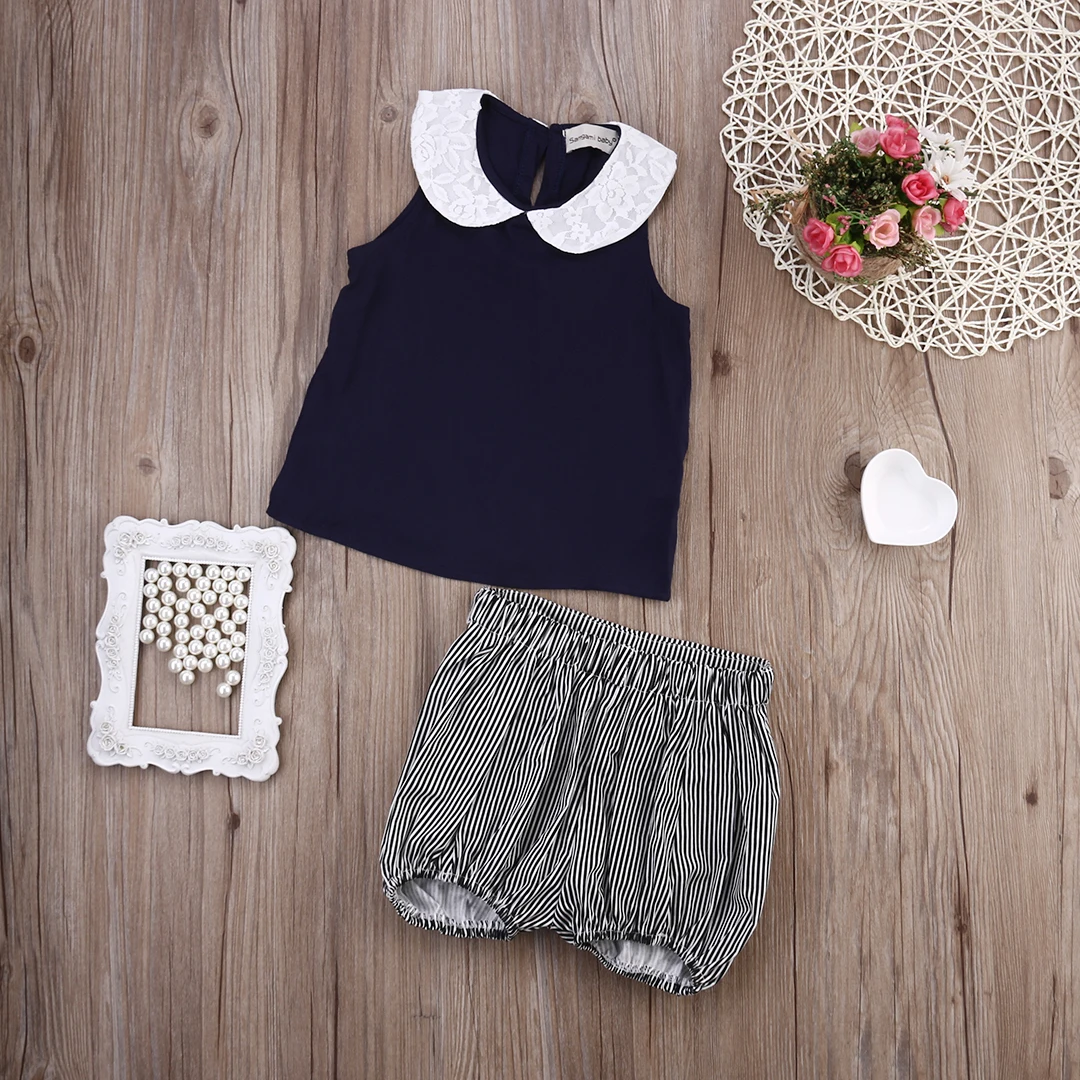 

USA Toddler Kids Baby Girls Summer Beach Outfits Clothes T-shirt Tops+Pants 2PCS