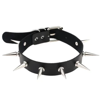 Diezi Harajuku Oversized Choker Pu Leather Anime Necklaces Women Men Punk Rivet Choker Collar Bondage Harness Necklace Leather Bag