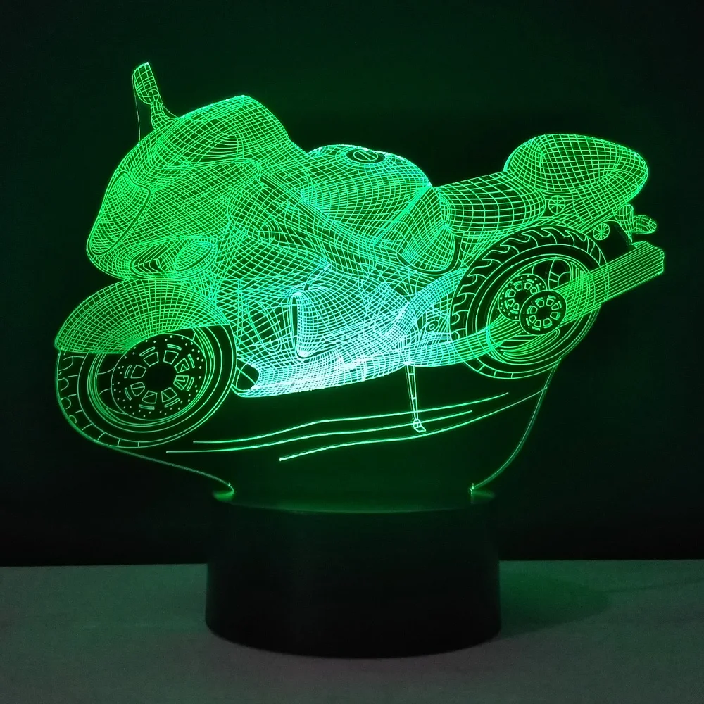 Мотоциклетная настольная лампа 3D Потрясающие визуальные ночные светильники