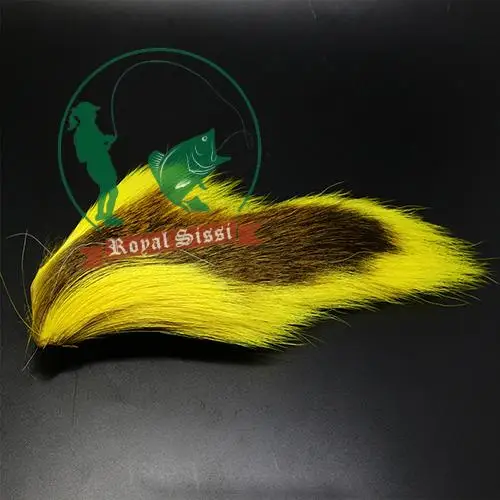 5 цветов большие северные bucktail длинные пряди окрашенные bucktail Волосы мухобойка материал для длинных стримеров, обманщиков, клоузеров, джигов - Цвет: Цвет: желтый