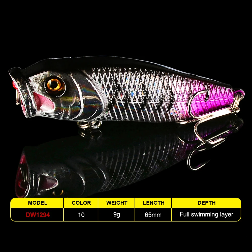 

Popper 1pc New FLYBASS 6.5cm-2.56" 3D Eyes Fishing Tackle Baits 6 color Fishing Bait 0.32oz-9g Plastic Hard Lures Fishing Lure