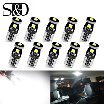 

S&D 10pcs T10 W5W 194 168 LED Canbus Error Free LED Bulbs 3030 Chips Car Interior Door Reading Lights Dome Lamp 6000K Auto 12V