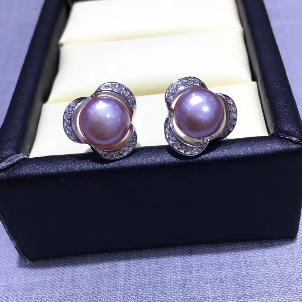 

YIKALAISI 925 sterling Silver Jewelry Pearl Earrings For Women 9-10mm natural Freshwater Pearl jewelry Earrings wholesale