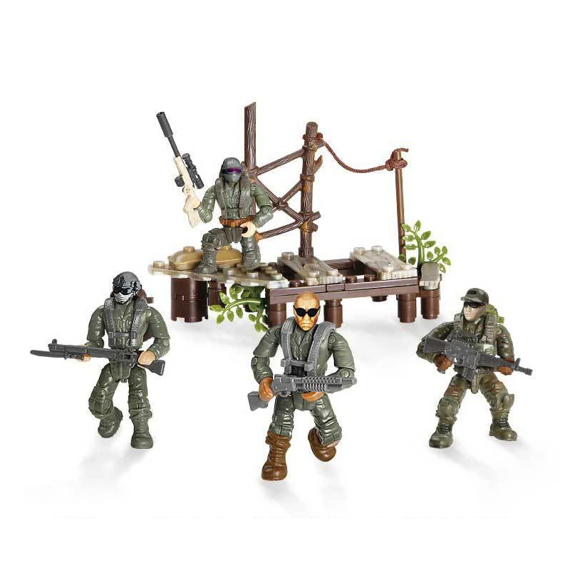 Modern military building block Sirius Commando Cross the swamp army action figures weapon mega bricks toys for boys gifts