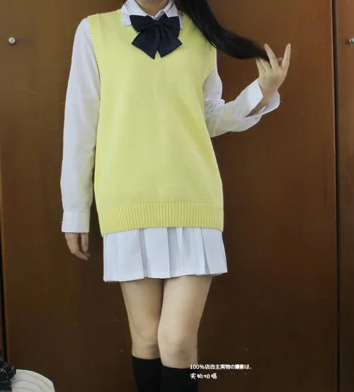 Косплей K-ON без рукавов свитер жилет для формы v-образным вырезом японская школьная форма свитер cos