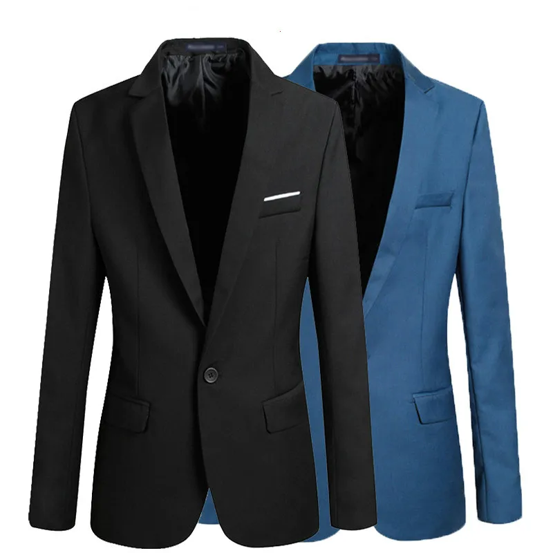 S-4XL Men's Formal Slim Fit Formal One Button Suit Long Sleeve Notched Blazer Cotton Blend Coat Jacket Top