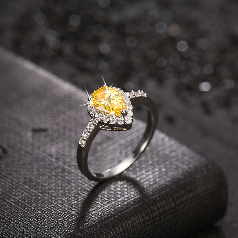 aaa clear crytal cluster yellow cubic zirconia cz teardrop white gold color 6 9 size party wedding ring for women best gift - Teardrop Wedding Ring aaa clear crytal cluster yellow cubic zirconia cz teardrop white gold color 6 9 size party wedding ring for women best gift - Teardrop Wedding Ring