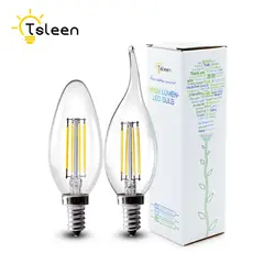 TSLEEN дешевые + светодио дный lampen воор binnen + 10 шт./лот Ретро E12 E14 светильник 4 Вт 8 Вт Edison лампы накаливания светодио дный Light 110 В/220 В